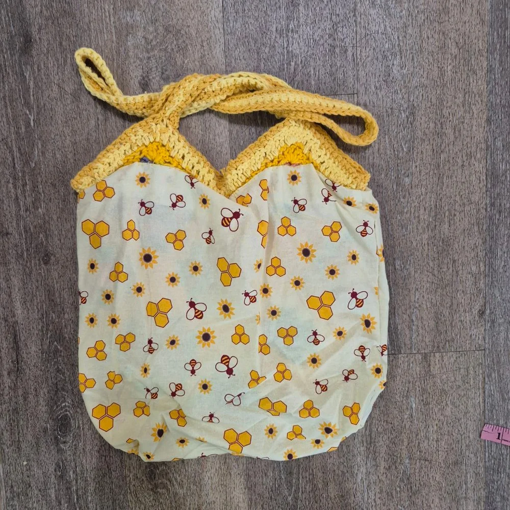Crochet Tote Bag One Size Yellow Multi-color‎